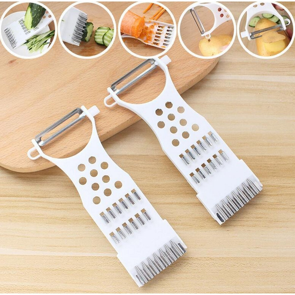 5-in-1 Vegetable Peeler & Julienne Slicer – Grater, Metal Scraper & Multi Kitchen Cutter