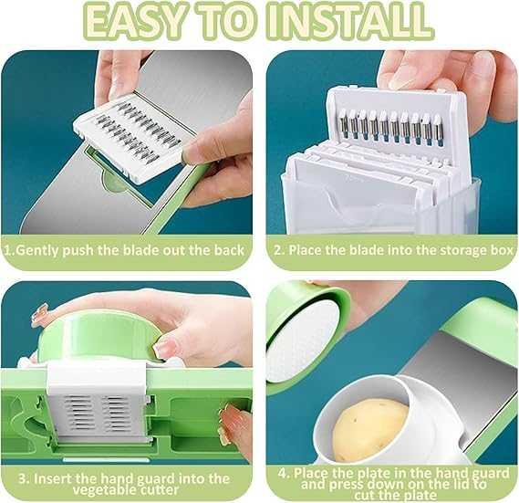 5-in-1 Vegetable Cutter & Grater – 304 Stainless Steel Slicer, Shredder & Peeler with Safety Guard