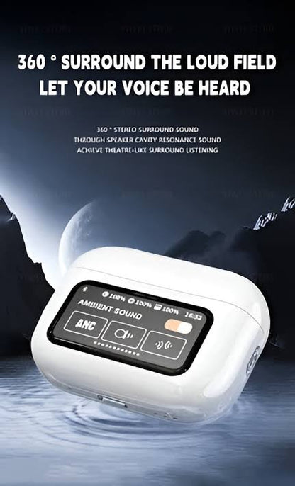 A9 Pro 2 LCD Touchscreen Wireless Earbuds – Bluetooth 5.3, ANC Noise Cancellation & 360° HiFi Sound