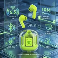 Air31 earbuds wireless crystal Transparent and Bluetooth Air 31