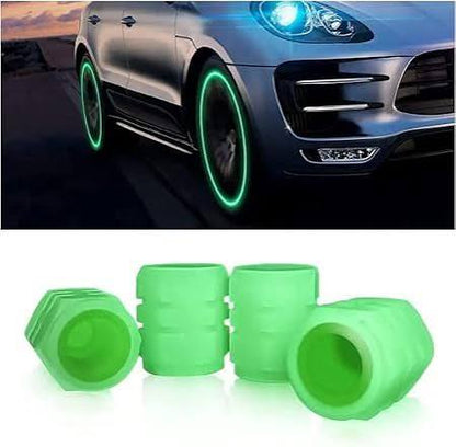 Premium Glow Radium Tire Valve Caps – Universal Dust-Proof Air Valve Covers (4PCS)--for bikes and cars