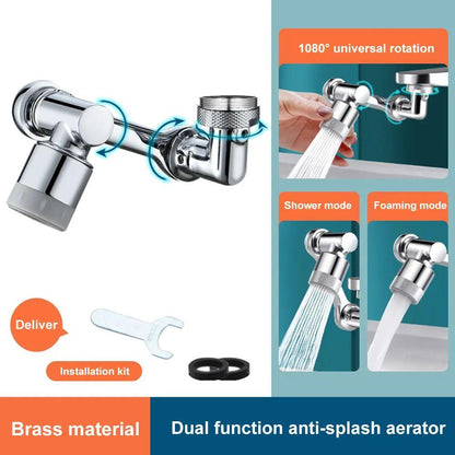 1080° Rotatable Faucet Aerator – Water Saving Splash Filter, Extendable Kitchen & Bathroom Washbasin Tap Nozzle Bubbler