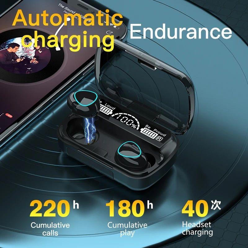 M10 TWS Wireless Headphones – Bluetooth 5.1 Touch Control Earbuds, 9D HiFi Sound Quality, Waterproof Wireless Headset