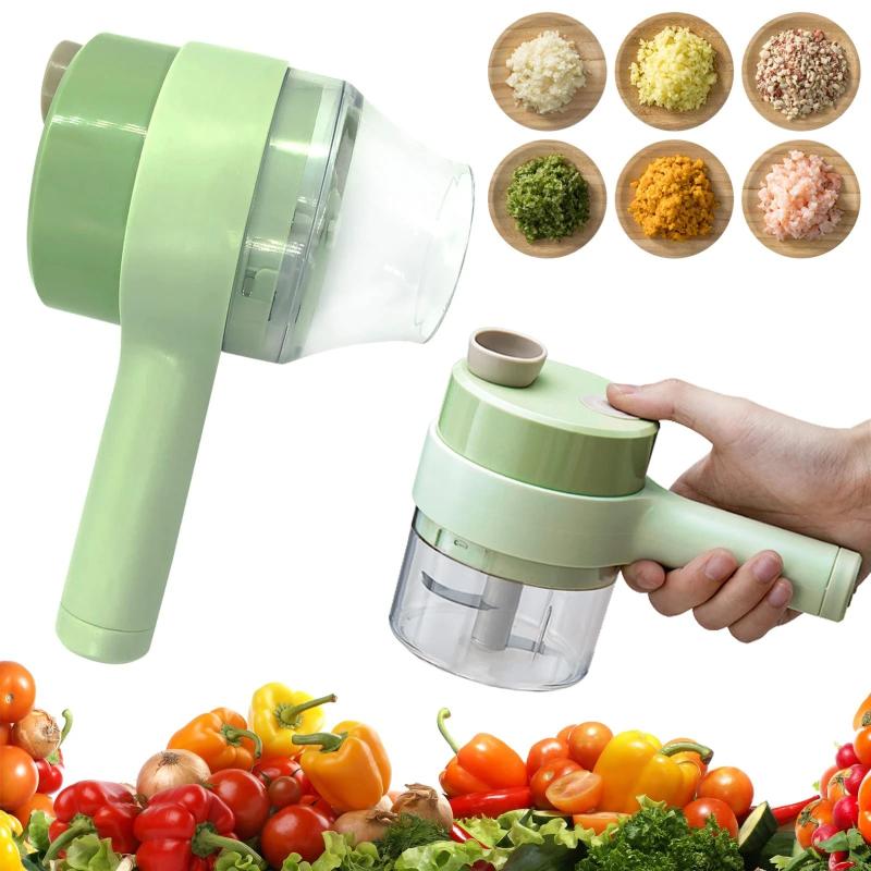 4-in-1 Portable Electric Vegetable Cutter Set – Wireless Mini Food Processor for Garlic, Chili, Onion, Celery, Ginger & Meat