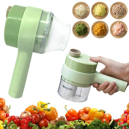 4-in-1 Portable Electric Vegetable Cutter Set – Wireless Mini Food Processor for Garlic, Chili, Onion, Celery, Ginger & Meat